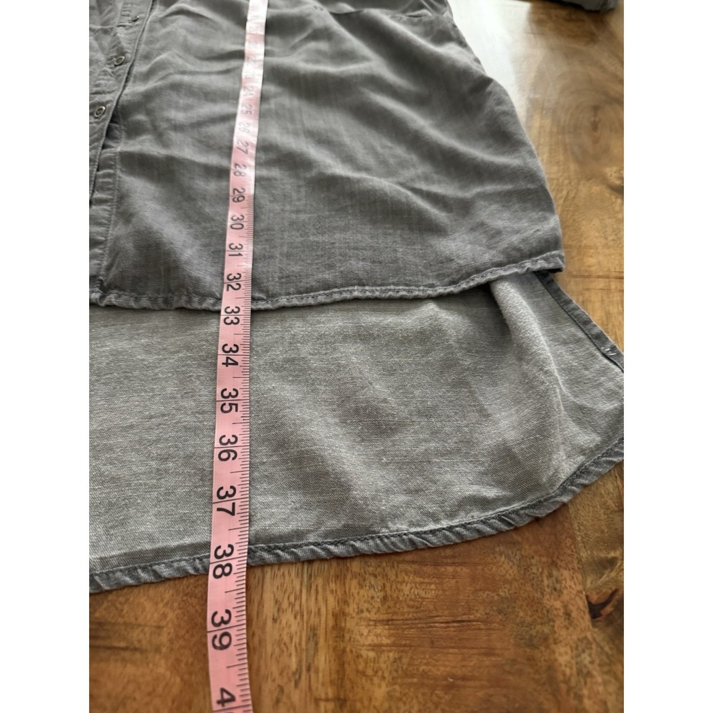 Chelsea & Theodore Tencel Lyocell Shirt Dress Gray XL Roll Tab Pockets Hi Low - Picture 8 of 8